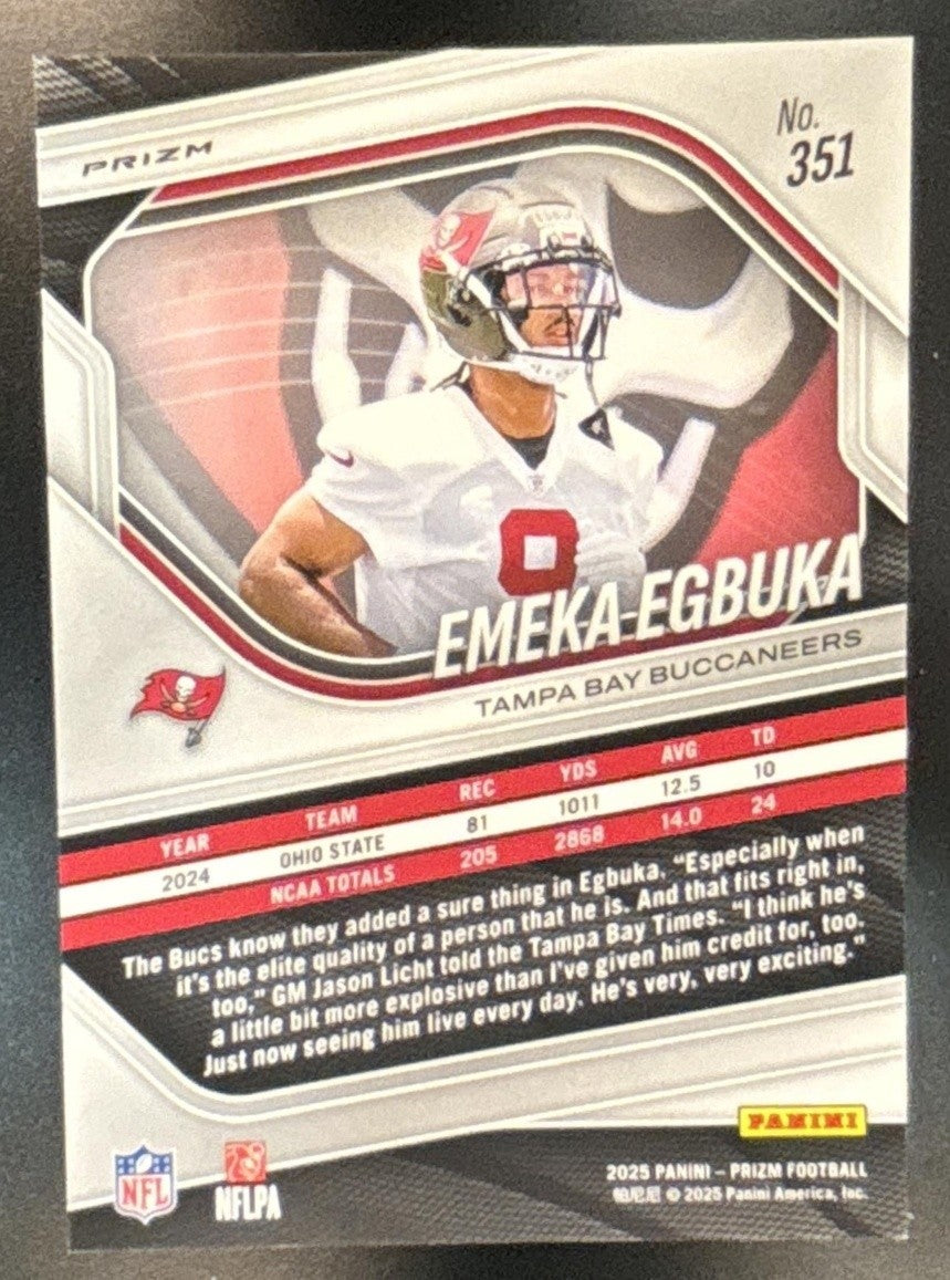 2025 Panini Prizm Emeka Egbuka Green Ice #351 RC Tampa Bay Buccaneers - Sports Cards