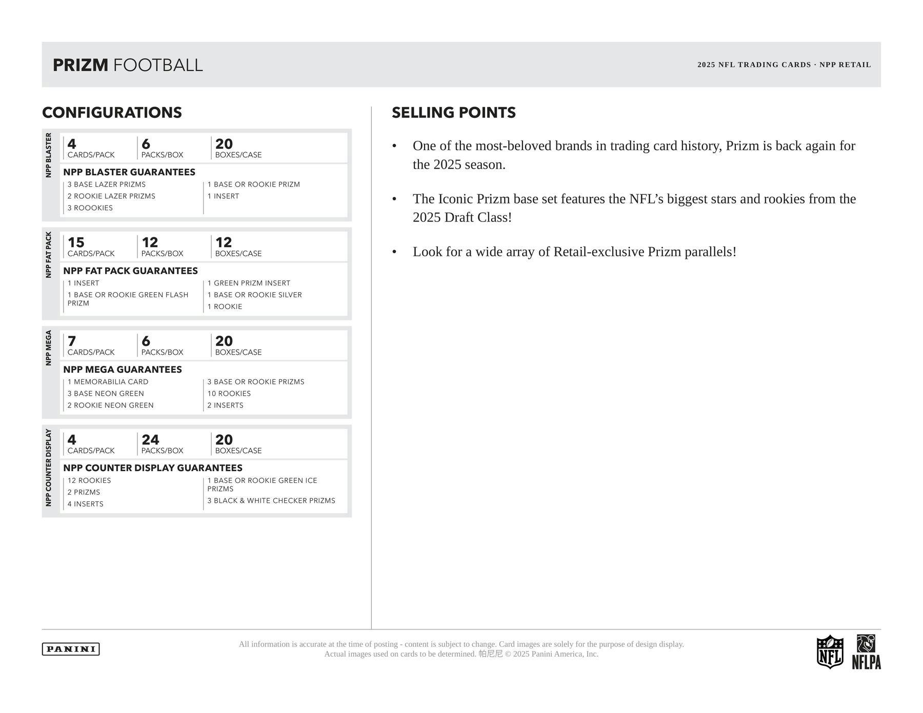 2025 Panini Prizm Football 6-Pack Blaster Box (5 Lazer Parallels) Retail - NFL Hobby Box