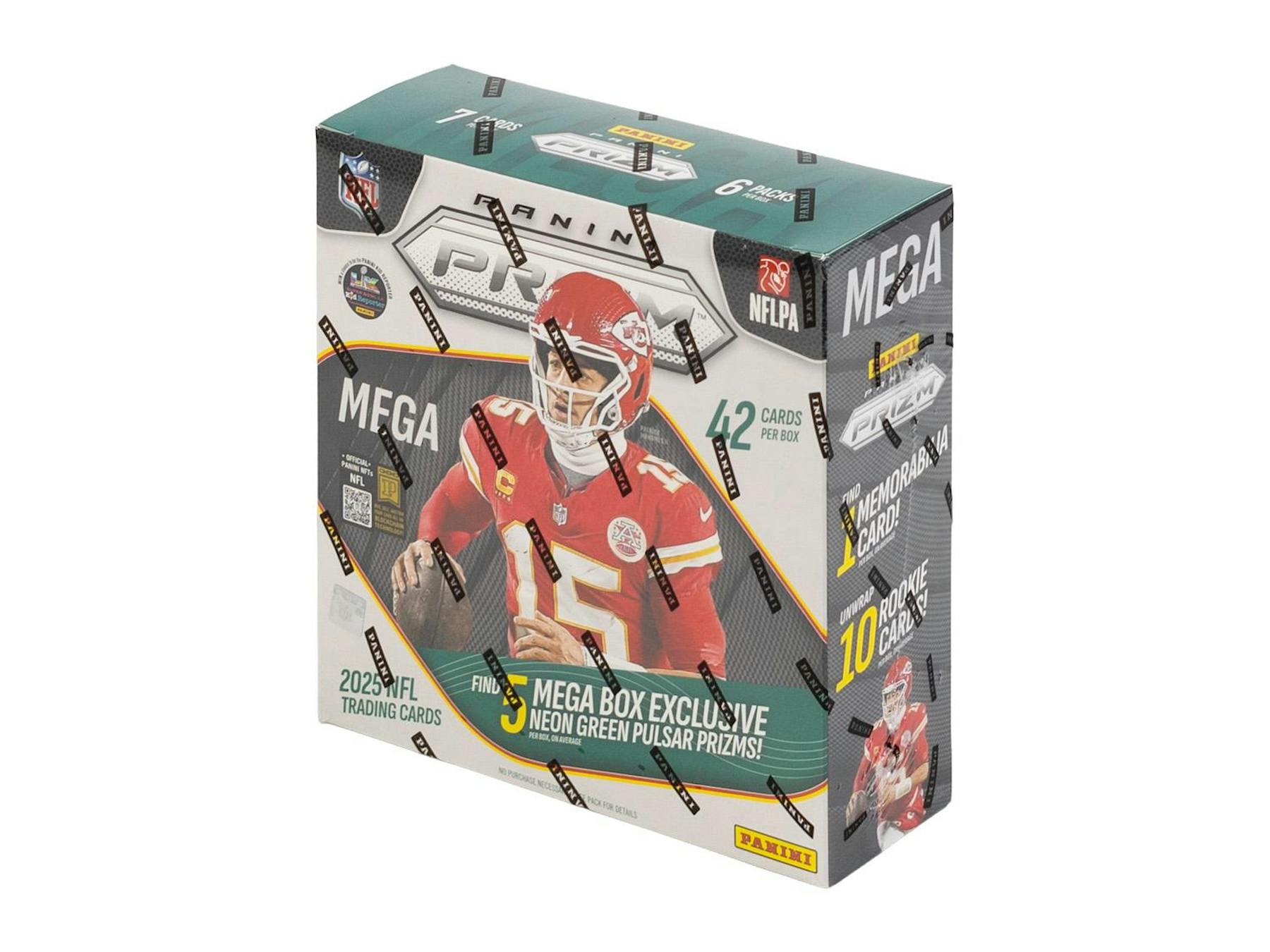 2025 Panini Prizm Football Mega Box (Neon Green Pulsar Plus 1 Mem) - NFL Blaster Box