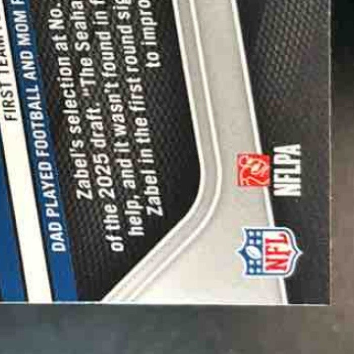 2025 Panini Prizm Grey Zabel Black & Red Checker #387 RC Seattle Seahawks - Sports Cards