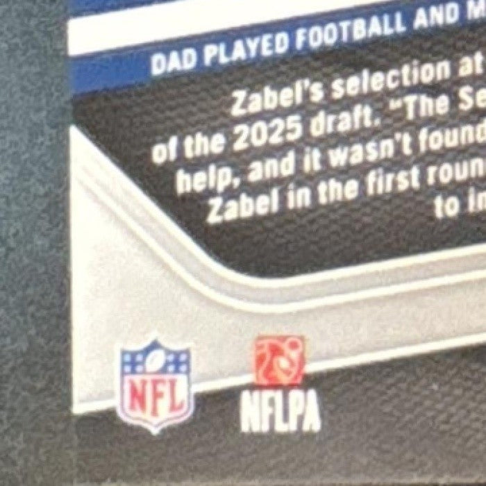 2025 Panini Prizm Grey Zabel Rookie Auto Silver #387 RC Seattle Seahawks - Sports Cards