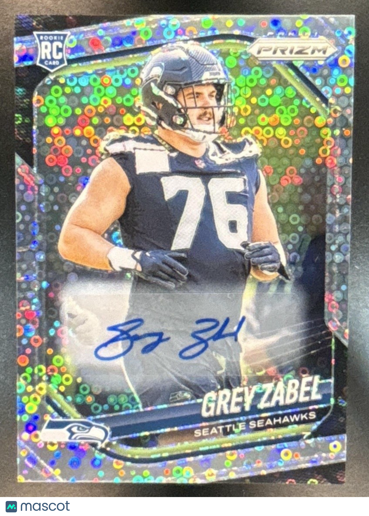 2025 Panini Prizm Grey Zabel Rookie Auto Silver #387 RC Seattle Seahawks - Sports Cards