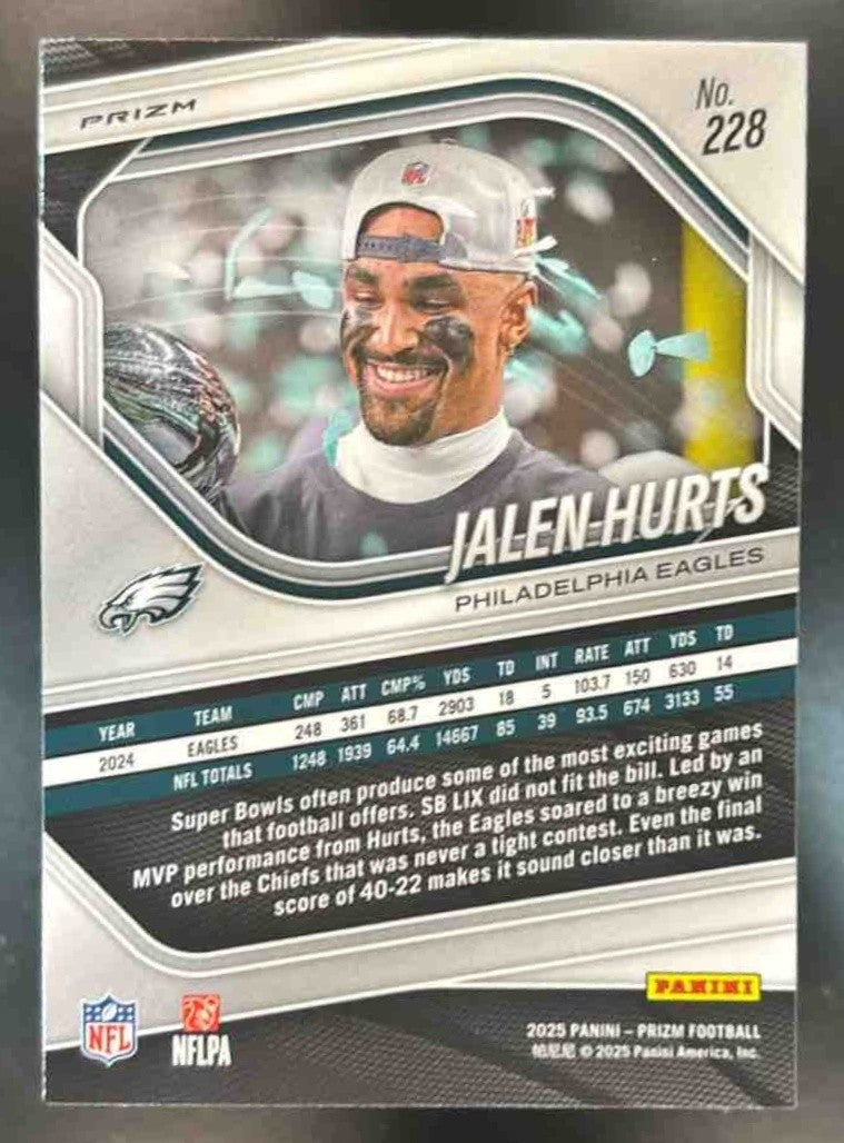 2025 Panini Prizm Jalen Hurts Purple Pulsar #228 Philadelphia Eagles - Sports Cards