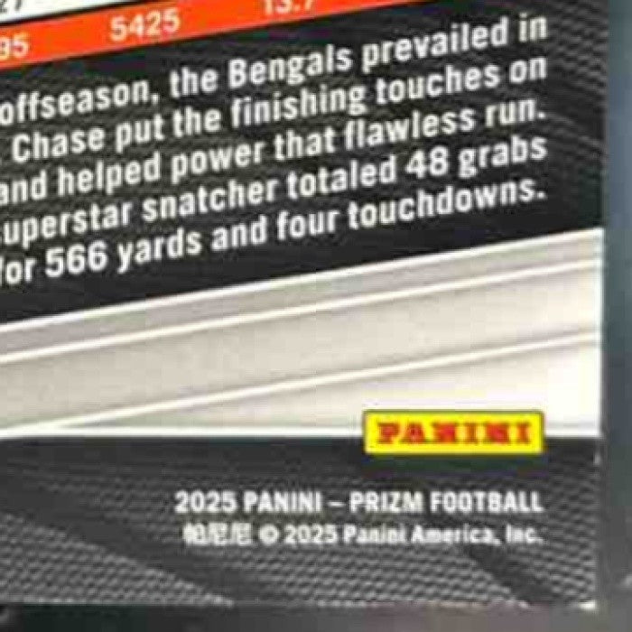 2025 Panini Prizm Ja’Marr Chase Black & White Checker #208 Cincinnati Bengals - Sports Cards