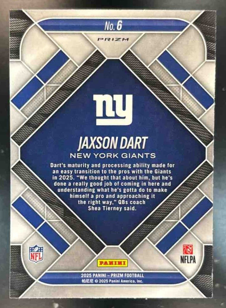 2025 Panini Prizm Jaxson Dart RC Emergent Green Ice #6 New York Giants - Sports Cards