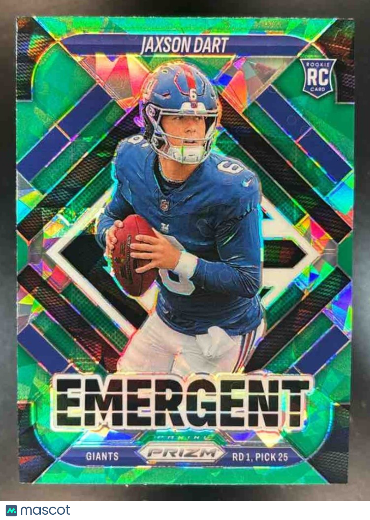2025 Panini Prizm Jaxson Dart RC Emergent Green Ice #6 New York Giants - Sports Cards