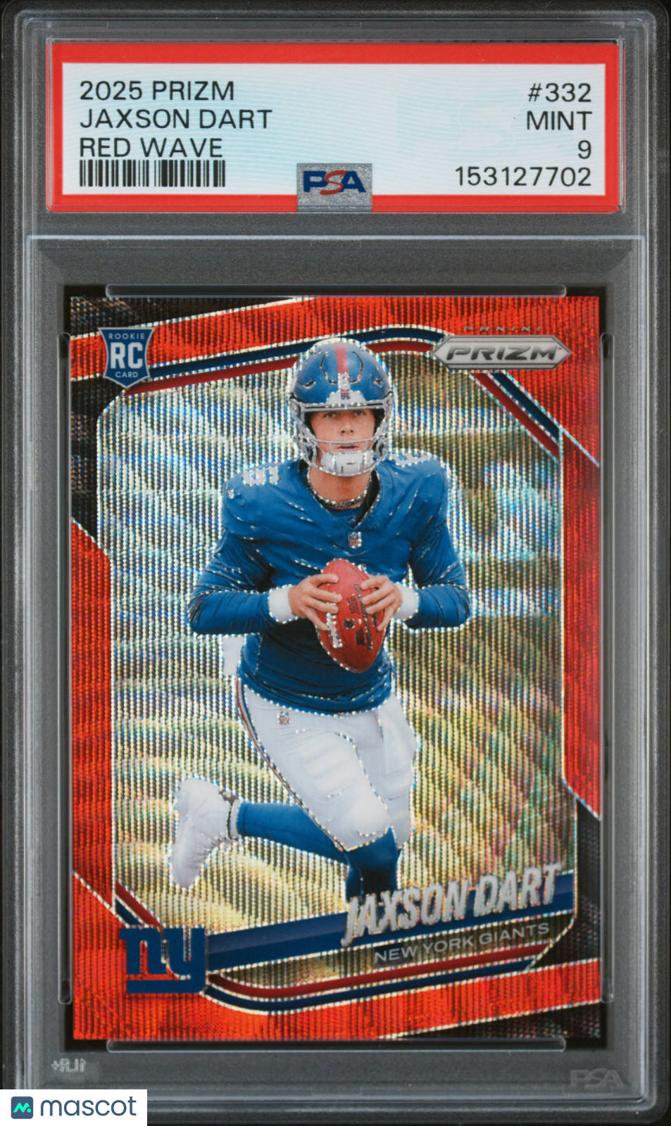 2025 Panini Prizm Jaxson Dart Red Wave Rookie 122/149 #332 PSA 9 MINT - Graded Sports Cards