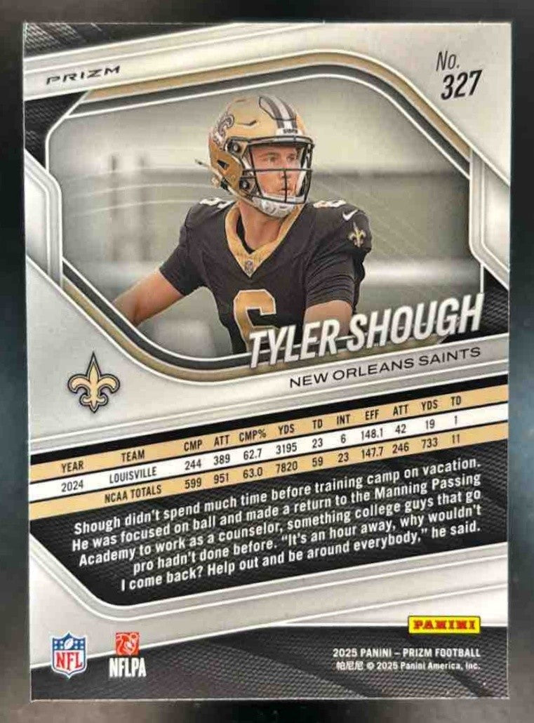 2025 Panini Prizm Tyler Shough Purple Pulsar #327 RC New Orleans Saints - Sports Cards