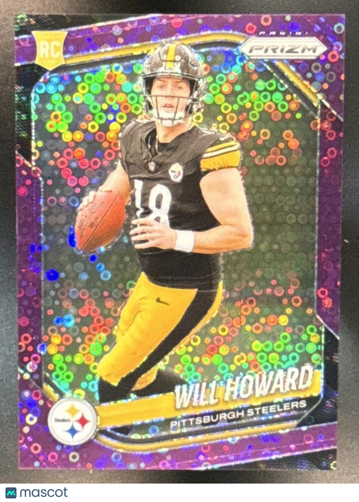 2025 Panini Prizm Will Howard No Huddle Purple /75 #367 RC Pittsburgh Steelers - Sports Cards