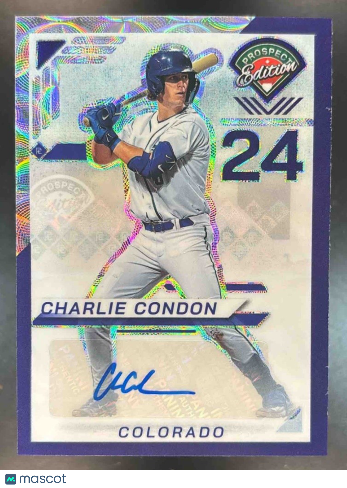 2025 Panini Prospect Edition Charlie Condon Purple Scope Auto /49 Rockies - Sports Cards