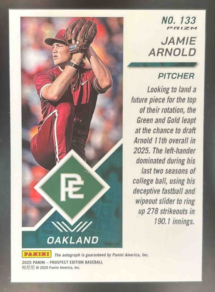 2025 Panini Prospect Edition Jamie Arnold Holo Ticket Signature Silver #133 Auto - Sports Cards