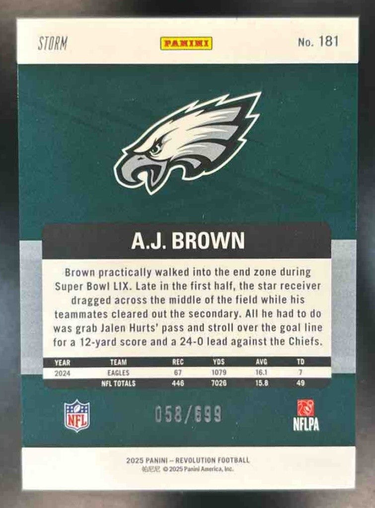 2025 Panini Revolution A.J. Brown /699 #181 Philadelphia Eagles - Sports Cards