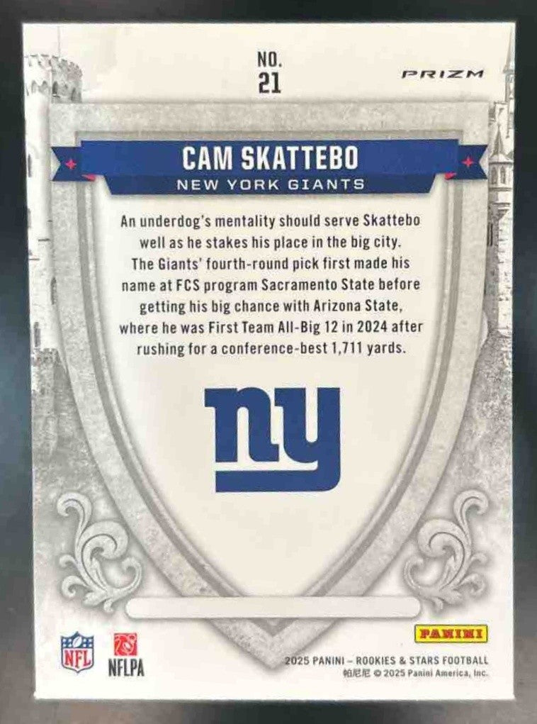 2025 Panini Rookies & Stars Cam Skattebo Crusade Silver #21 RC New York Giants - Sports Cards