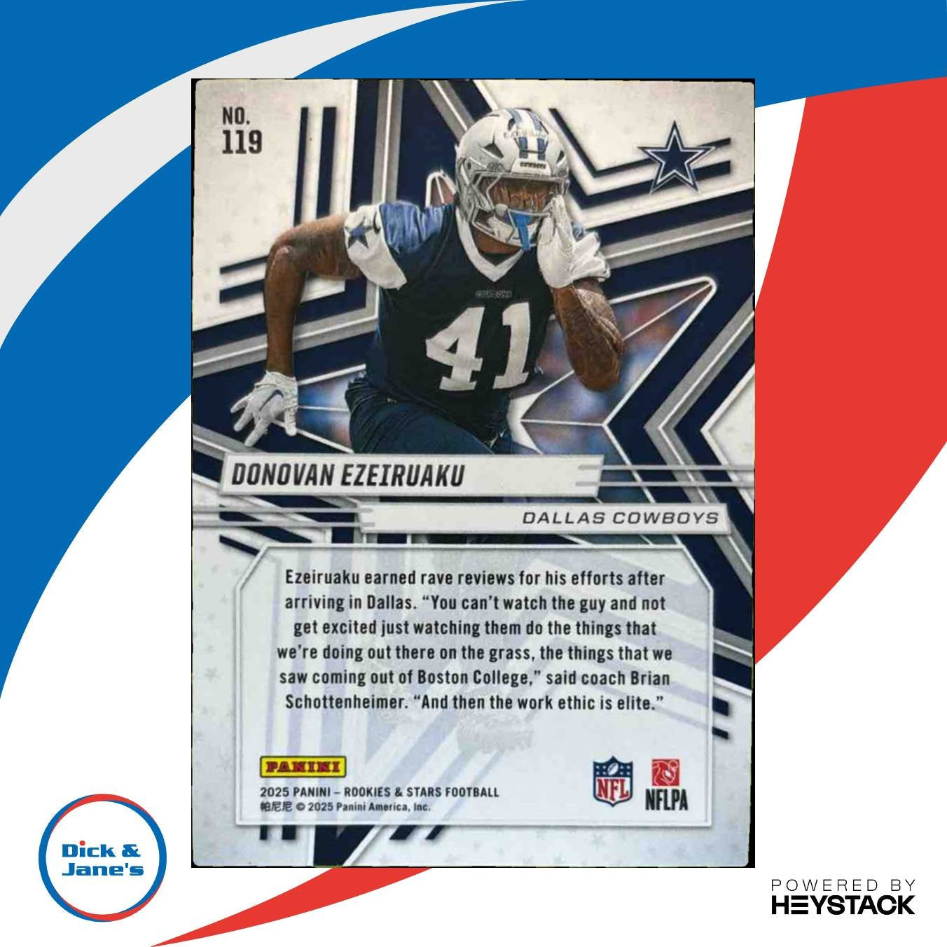 2025 Panini Rookies & Stars Donovan Ezeiruaku Purple /999 #119 RC Dallas Cowboys - Sports Cards