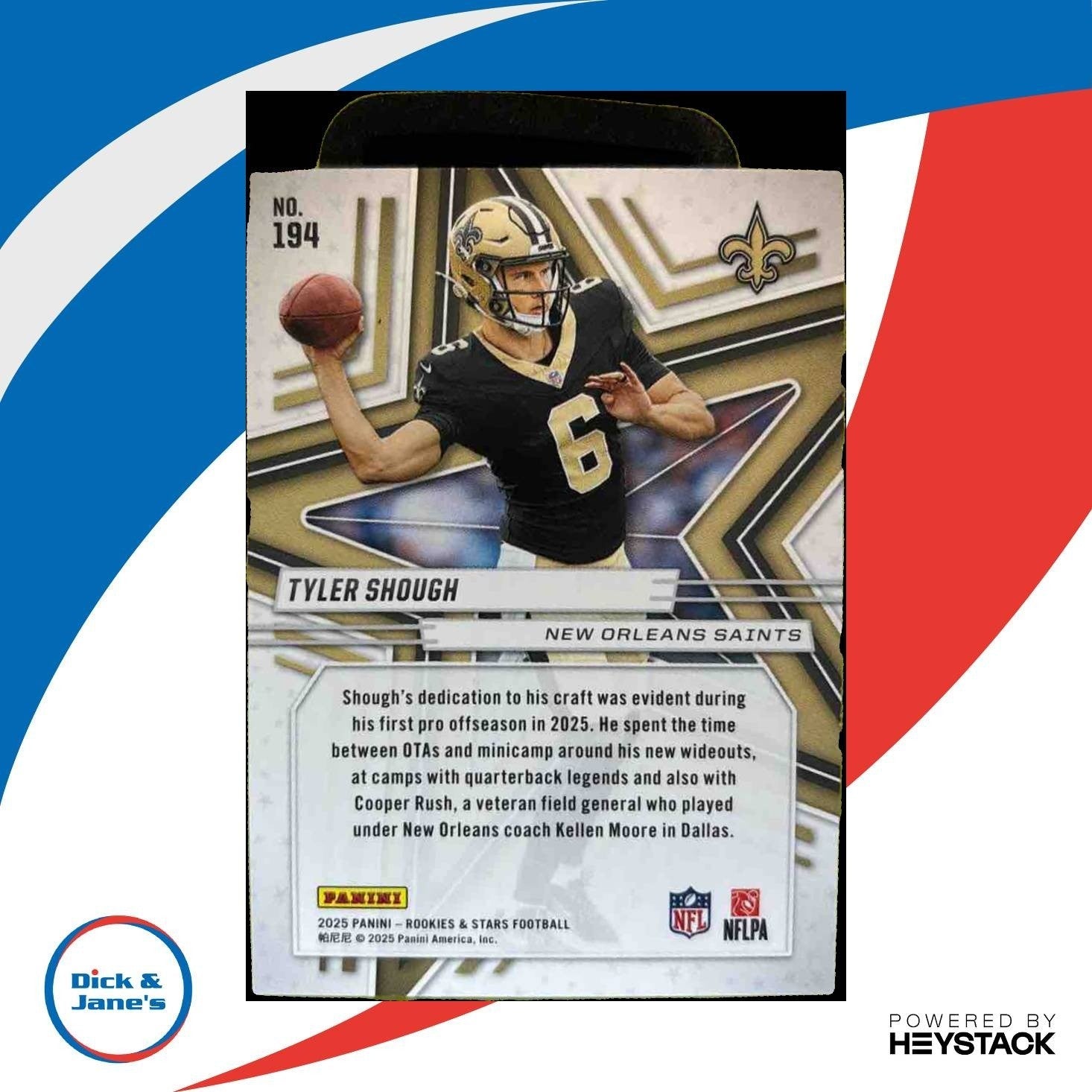 2025 Panini Rookies & Stars Tyler Shough Gold 4/10 #194 RC New Orleans Saints - Sports Cards