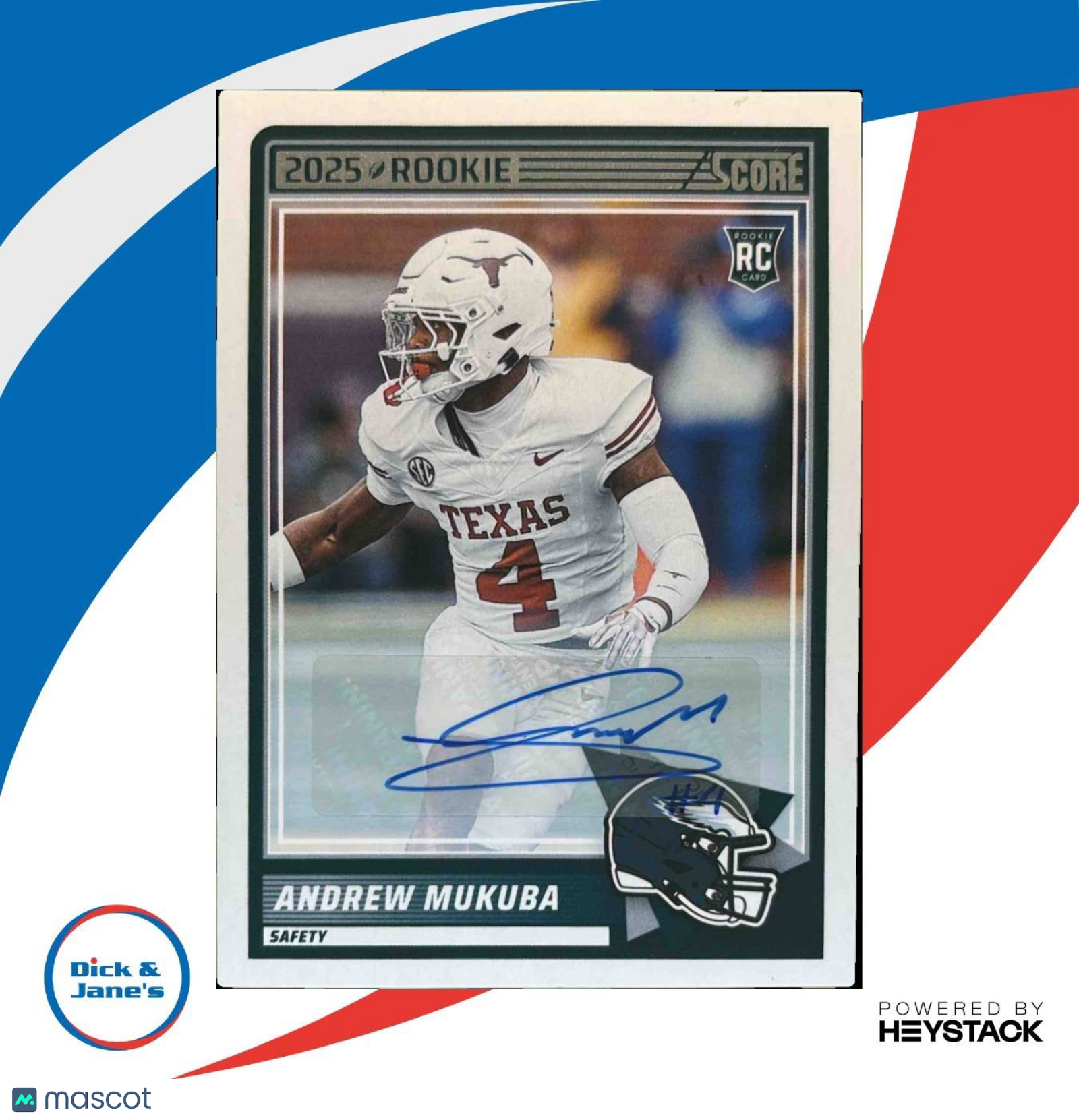 2025 Panini Score Andrew Mukuba Rookies Signatures #98 Auto Philadelphia Eagles - Sports Cards
