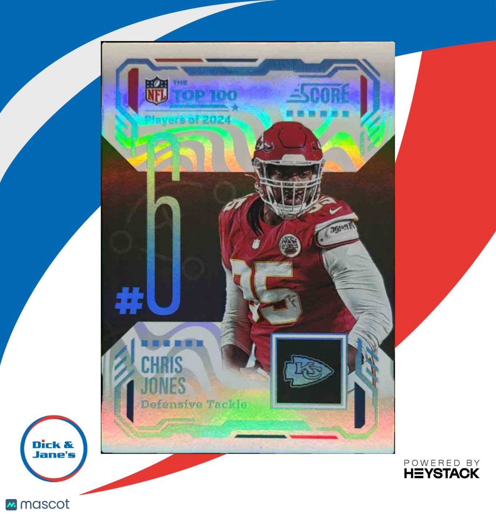 2025 Panini Score Chris Jones Top 100 #6 Kansas City Chiefs - Sports Cards