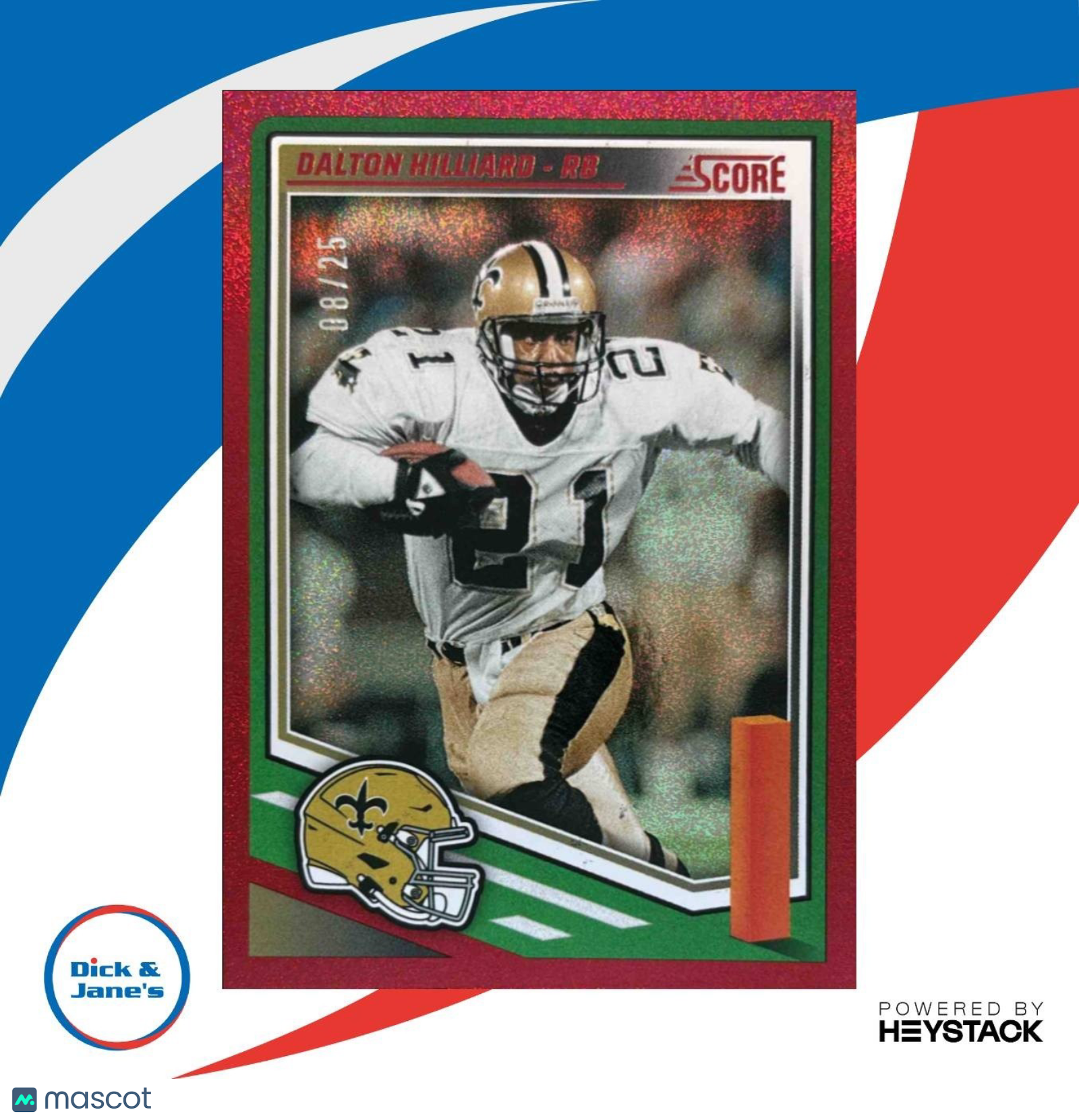 2025 Panini Score Dalton Hilliard Dots Red 8/25 #12 New Orleans Saints - Sports Cards