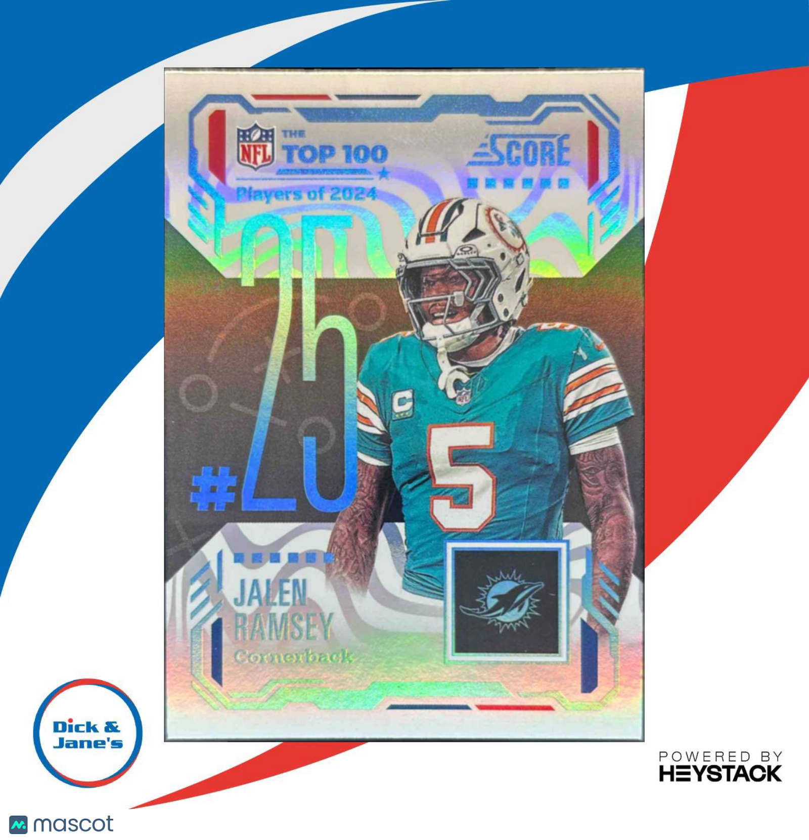 2025 Panini Score Jalen Ramsey Top 100 #25 Miami Dolphins - Sports Cards