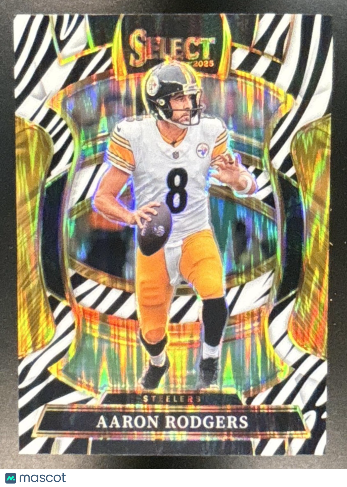 2025 Panini Select Aaron Rodgers Concourse Zebra Prizm #51 Pittsburgh Steelers - Sports Cards