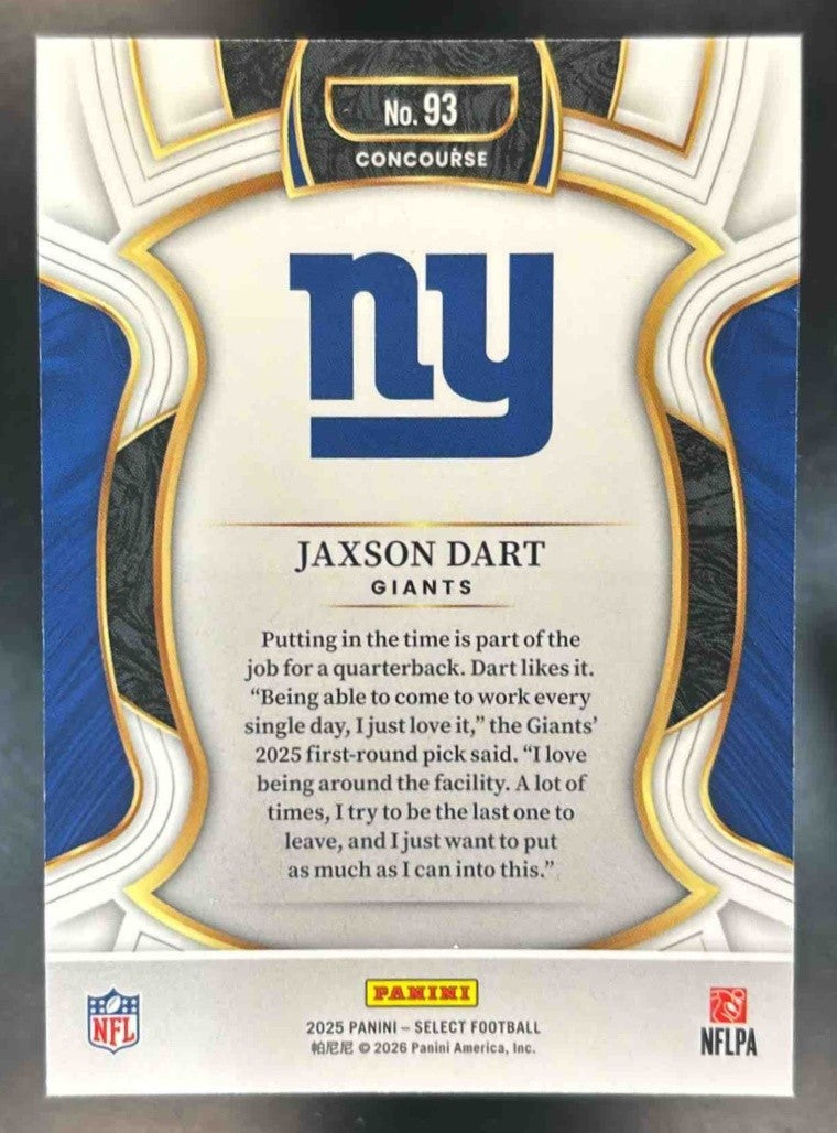 2025 Panini Select Jaxson Dart Concourse #93 RC New York Giants - Sports Cards