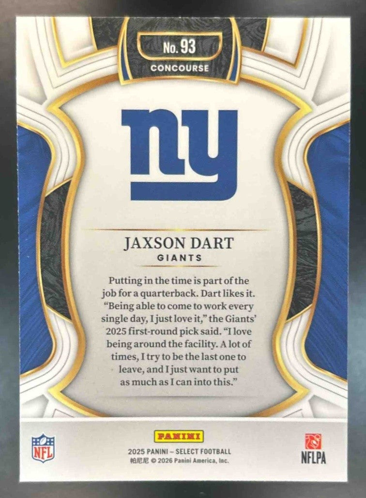 2025 Panini Select Jaxson Dart Concourse #93 RC New York Giants - Sports Cards