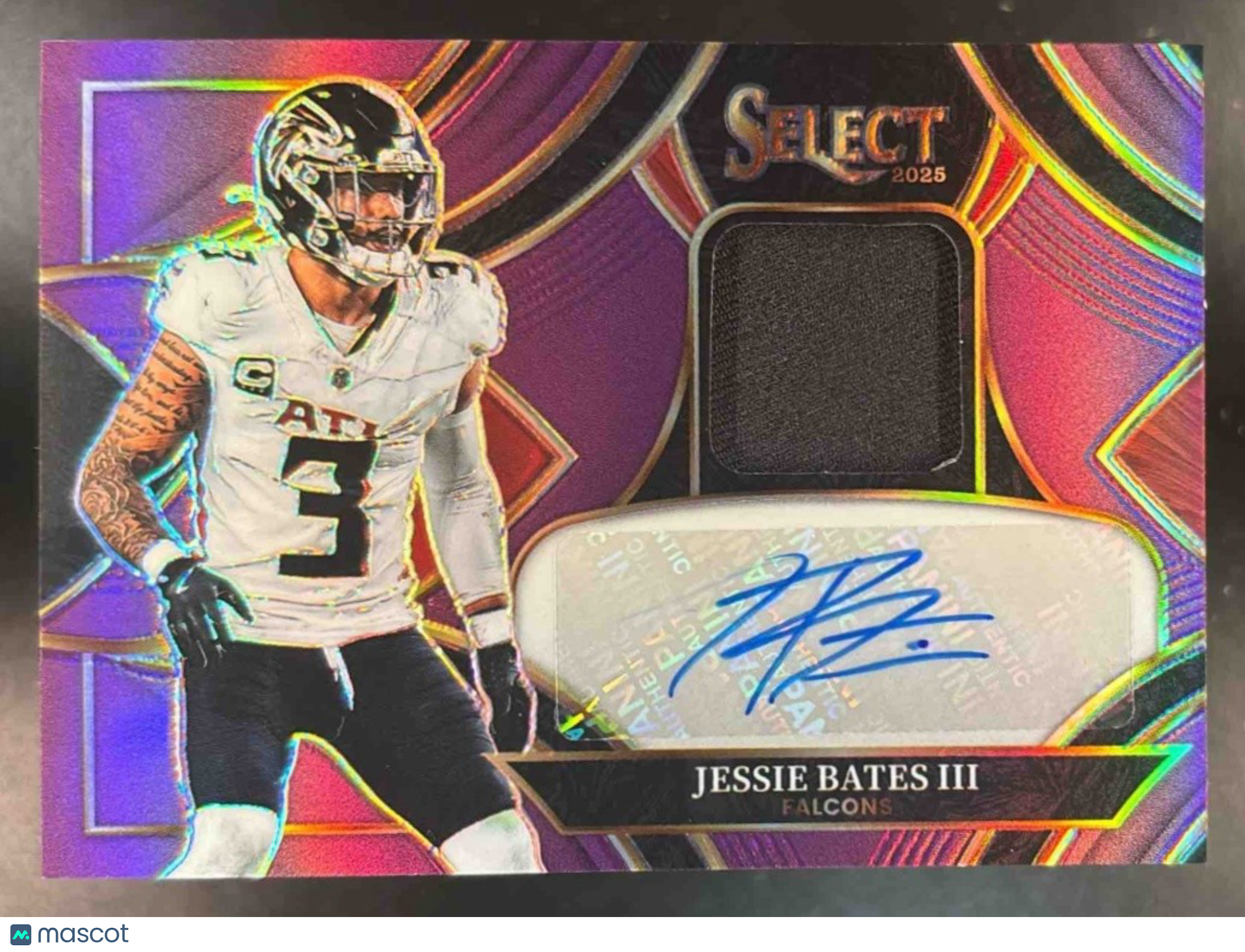 2025 Panini Select Jessie Bates III Patch Auto Purple /49 MEM Auto Falcons - Sports Cards