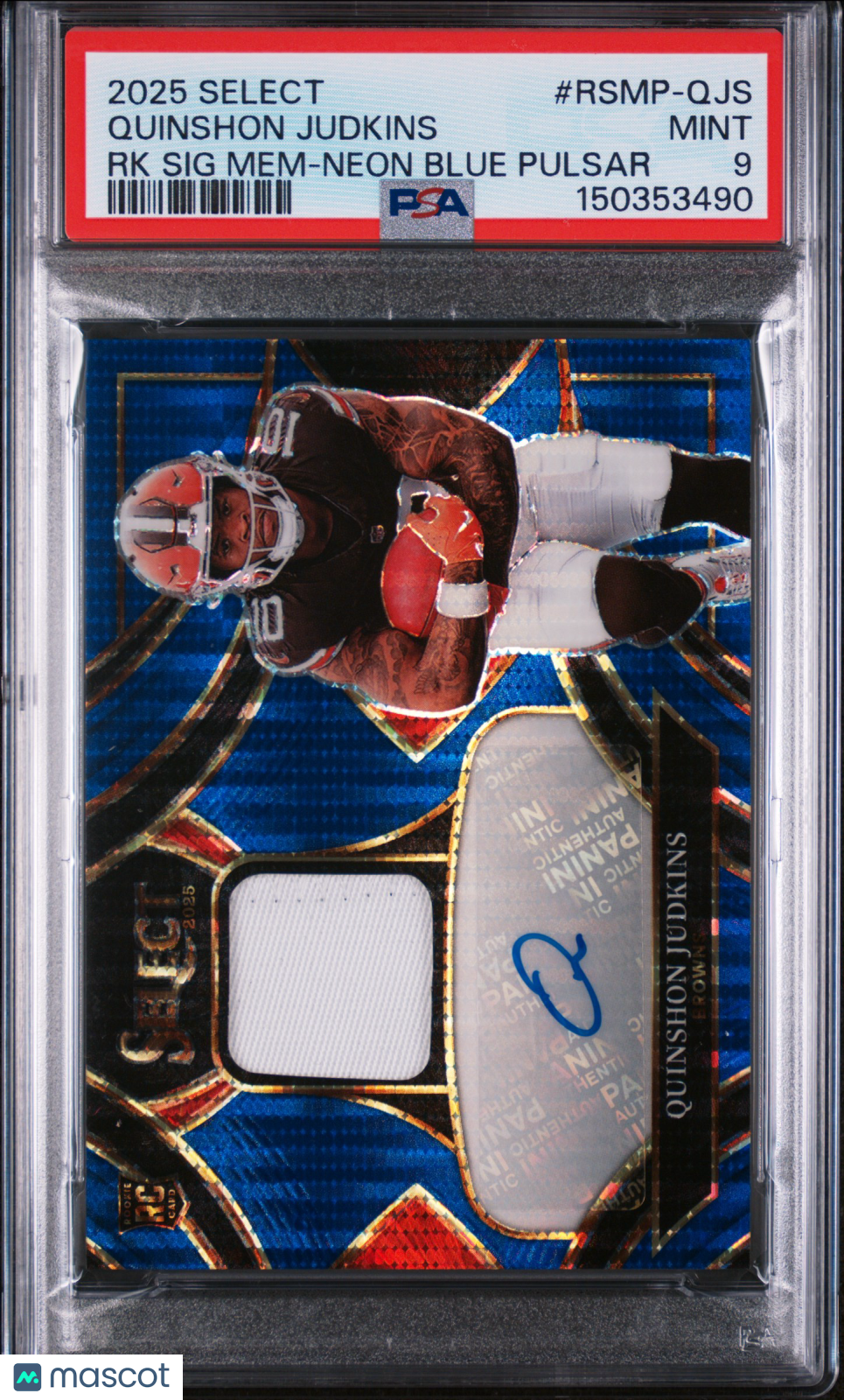 2025 Panini Select RPA Quinshon Judkins /45 Neon Blue Pulsar PSA 9 - Graded Sports Cards