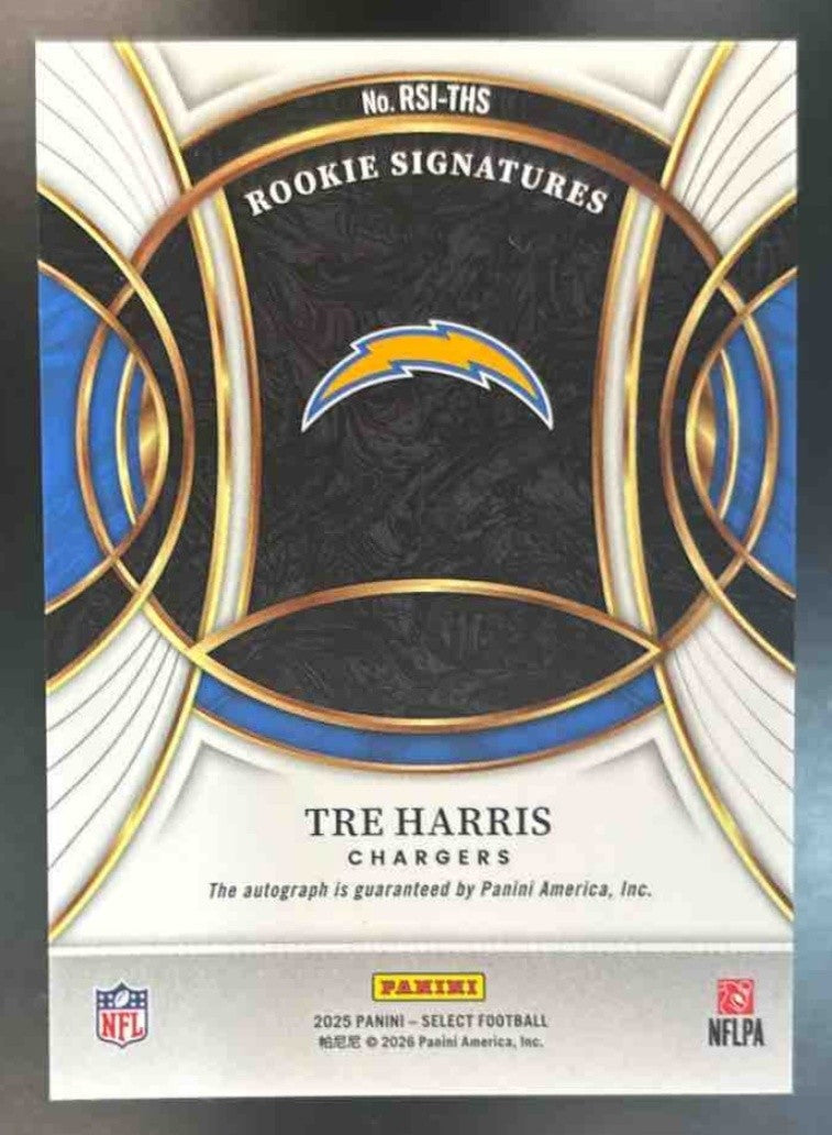 2025 Panini Select Tre Harris Rookie Signatures RC Auto Los Angeles Chargers - Sports Cards