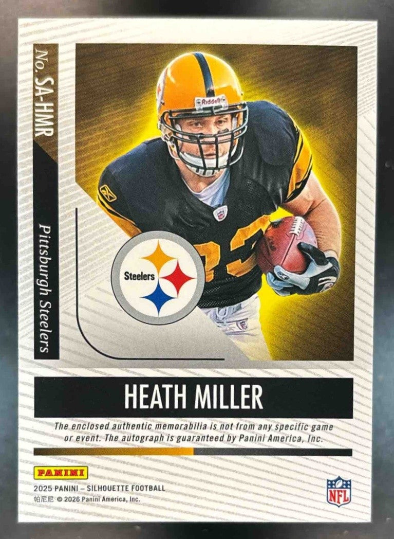 2025 Panini Silhouette Heath Miller Patch Auto /199 Pittsburgh Steelers - Sports Cards