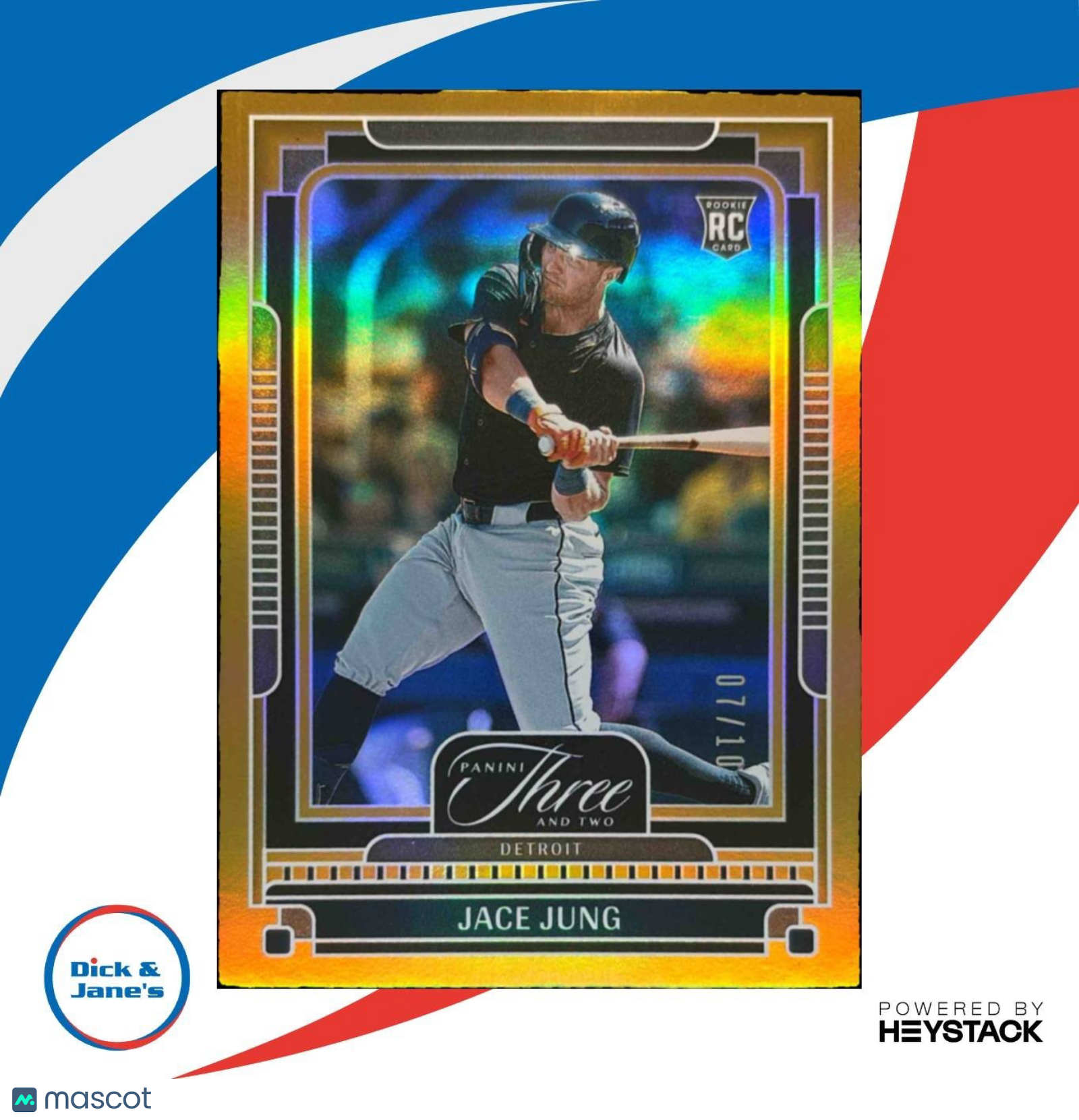 2025 Panini Three and Two Jace Jung Holo Gold 7/10 #91 Detroit Tigers - Sports Cards