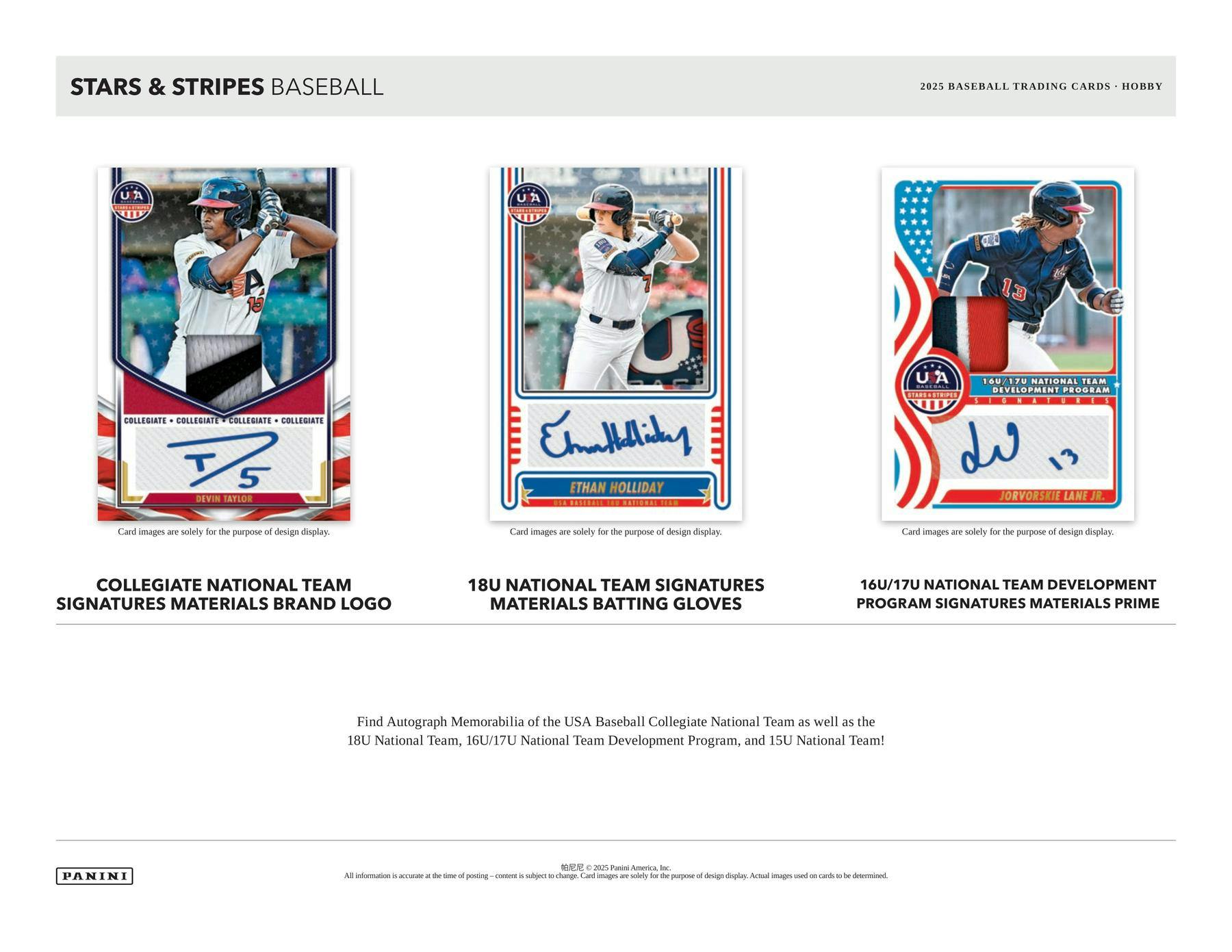 2025 Panini USA Stars & Stripes Baseball Hobby Box (7 Auto or Mem) - MLB hobby