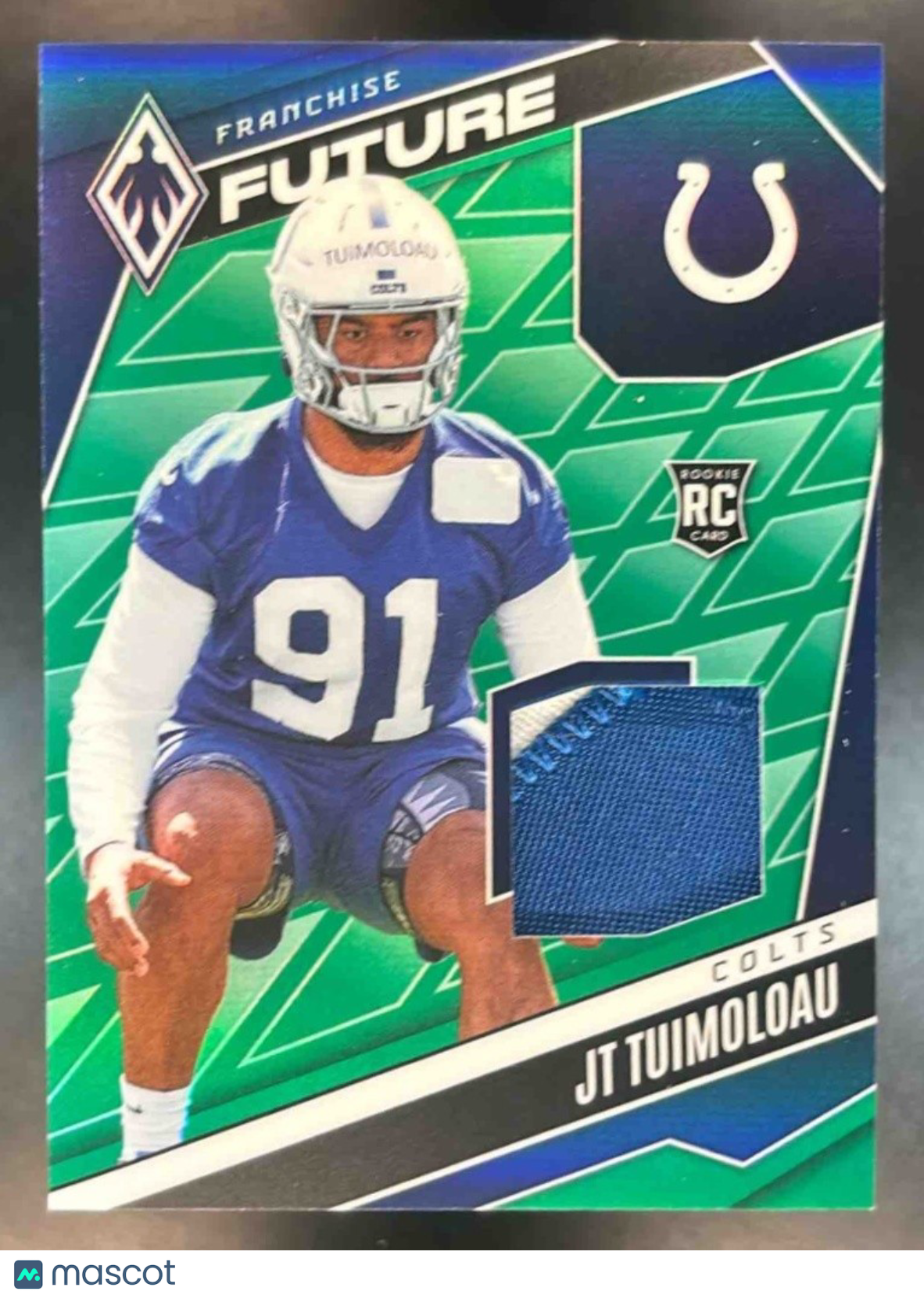 2025 Phoenix JT Tuimoloau Franchise Future Patch Green /99 RC Indianapolis Colt - Sports Cards