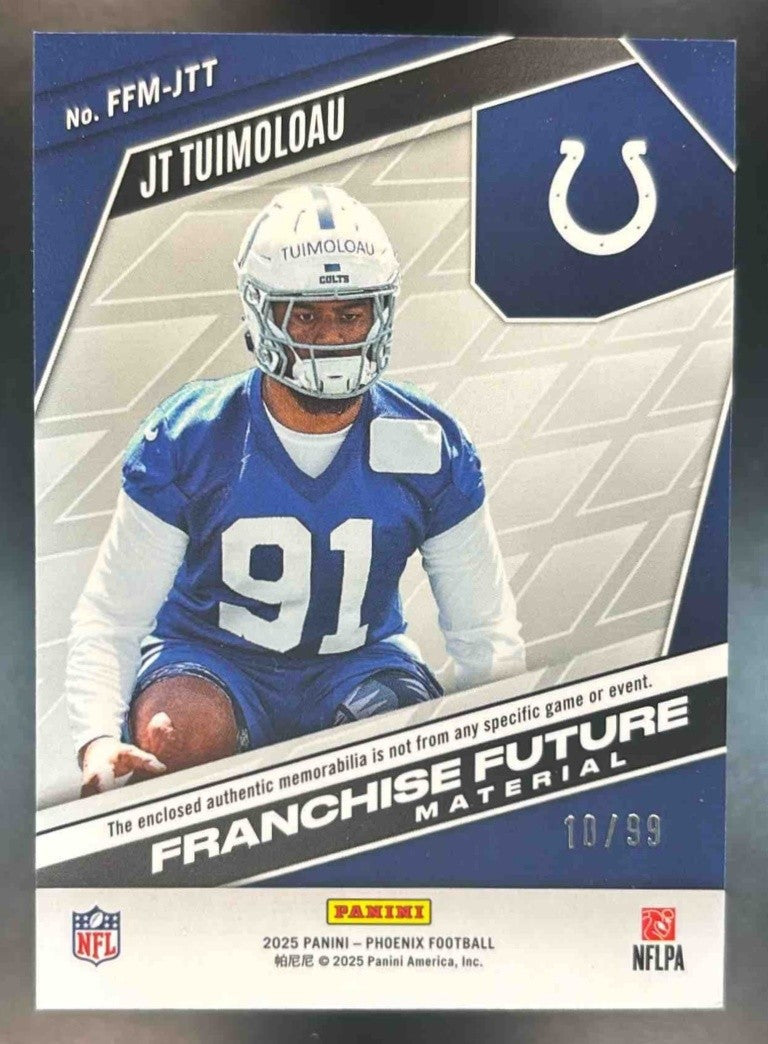 2025 Phoenix JT Tuimoloau Franchise Future Patch Green /99 RC Indianapolis Colt - Sports Cards