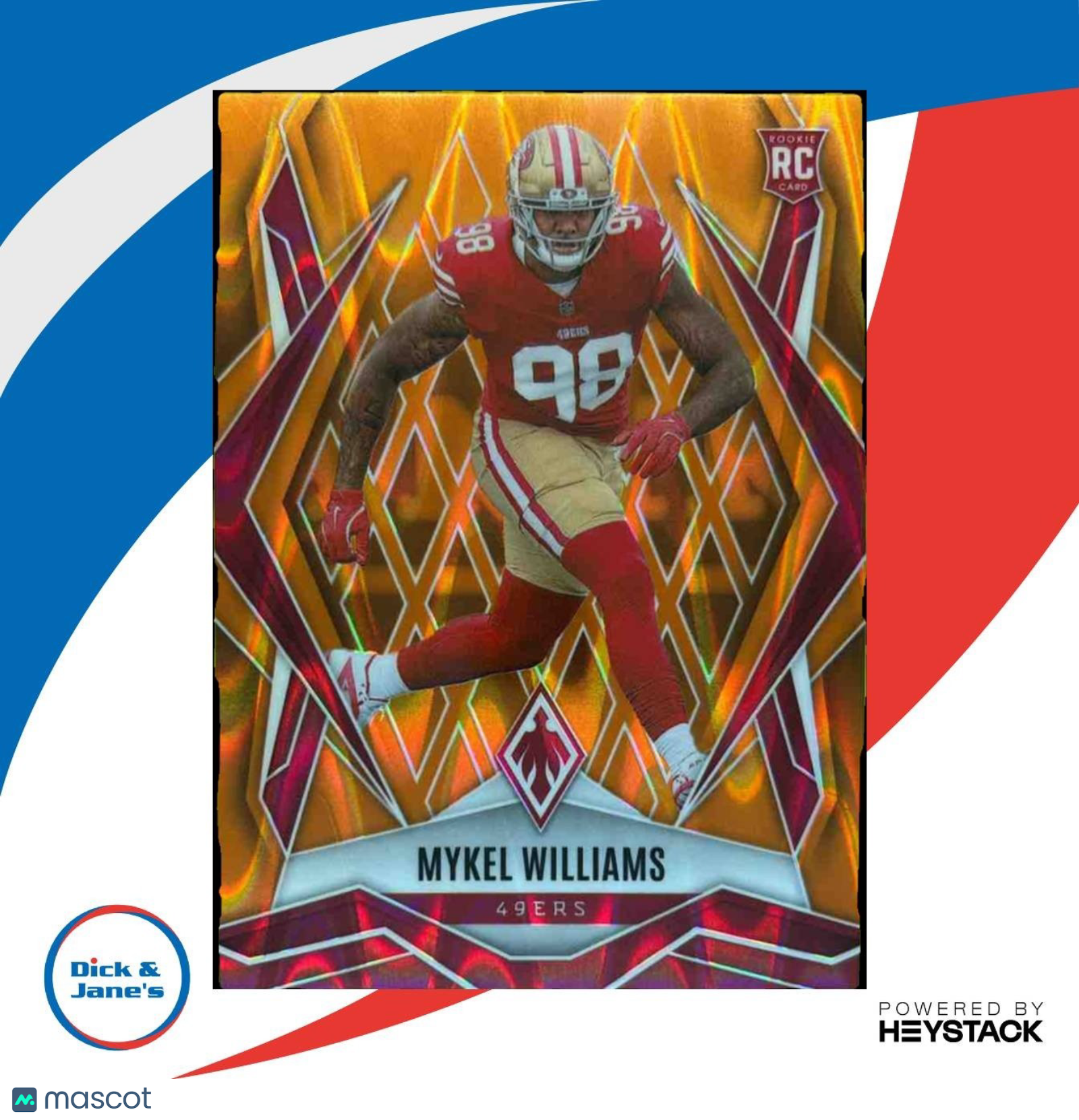 2025 Phoenix Mykel Williams Orange Seismic /20 #164 RC San Francisco 49ers - Sports Cards