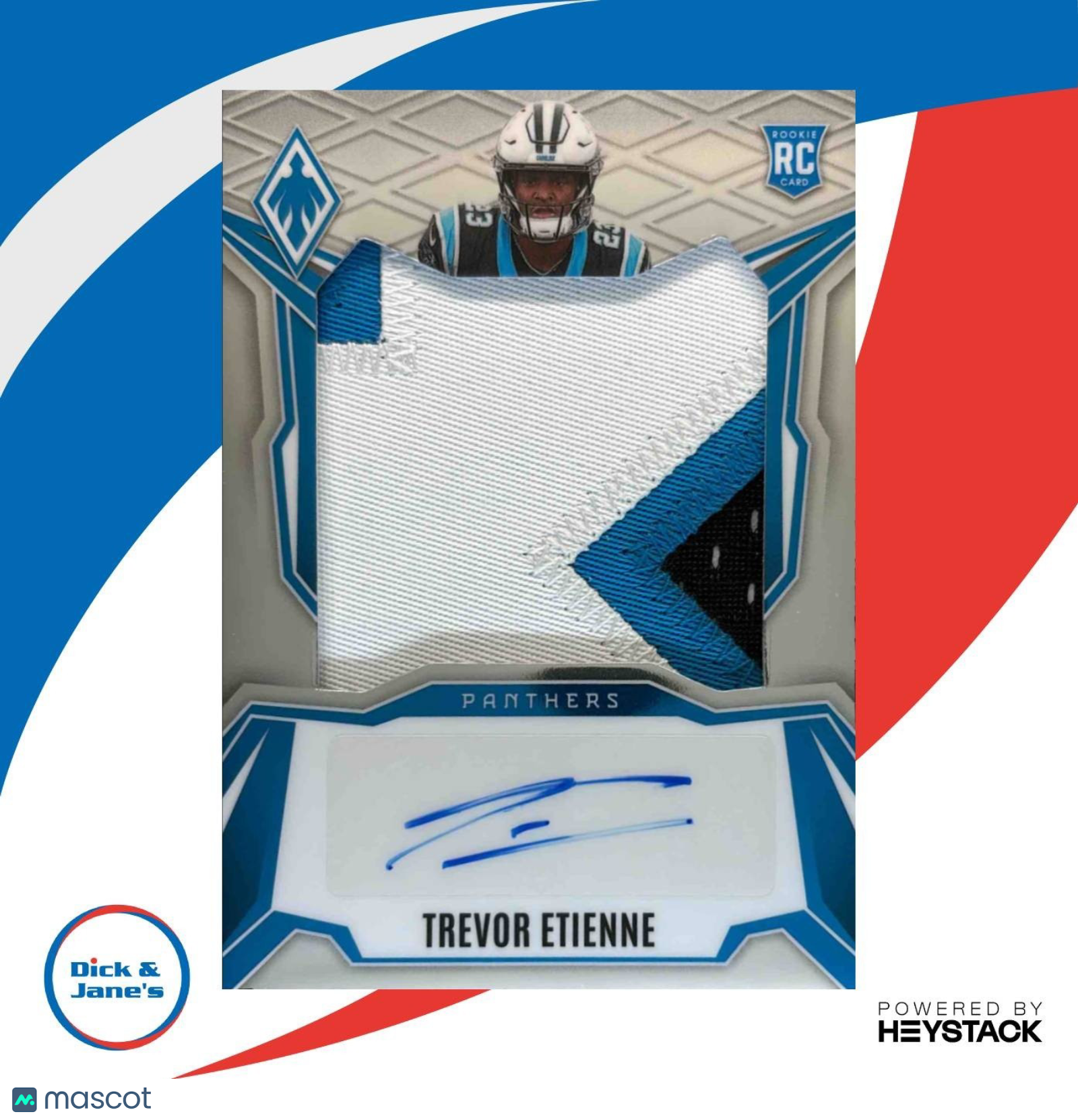 2025 Phoenix Trevor Etienne RC Auto Patch Tri Color /199 Carolina Panthers - Sports Cards