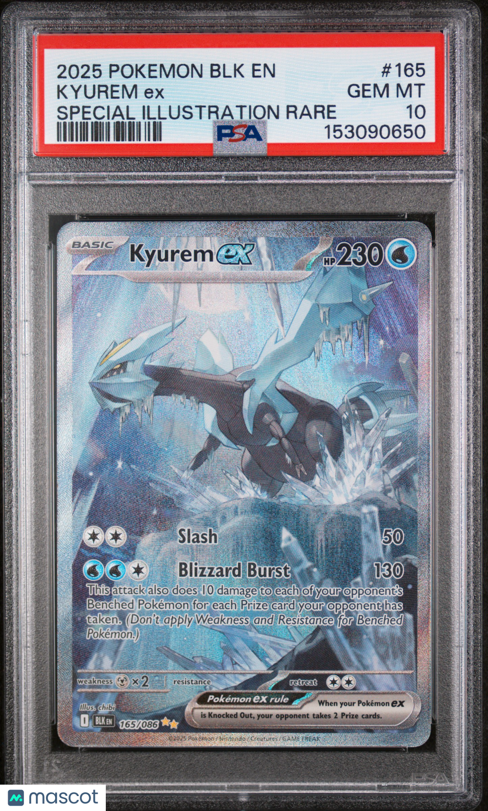 2025 Pokemon BLK EN-Black Bolt Kyurem EX #165 Special Illustration Rare PSA 10 - Graded TCG/CCG