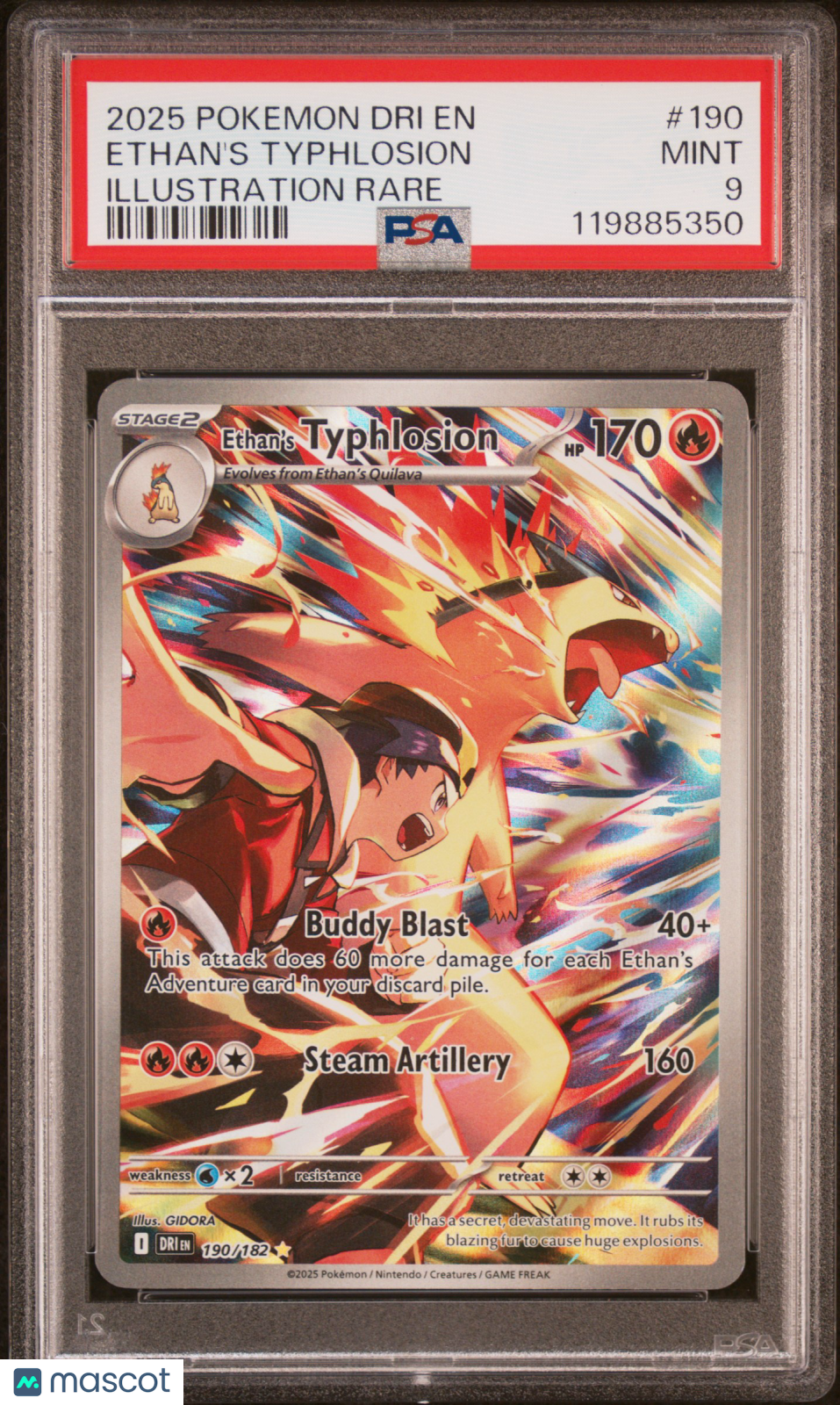 2025 Pokemon Destined Rivals Ethan’s Typhlosion #190 Illustration Rare PSA 9 - Graded TCG/CCG