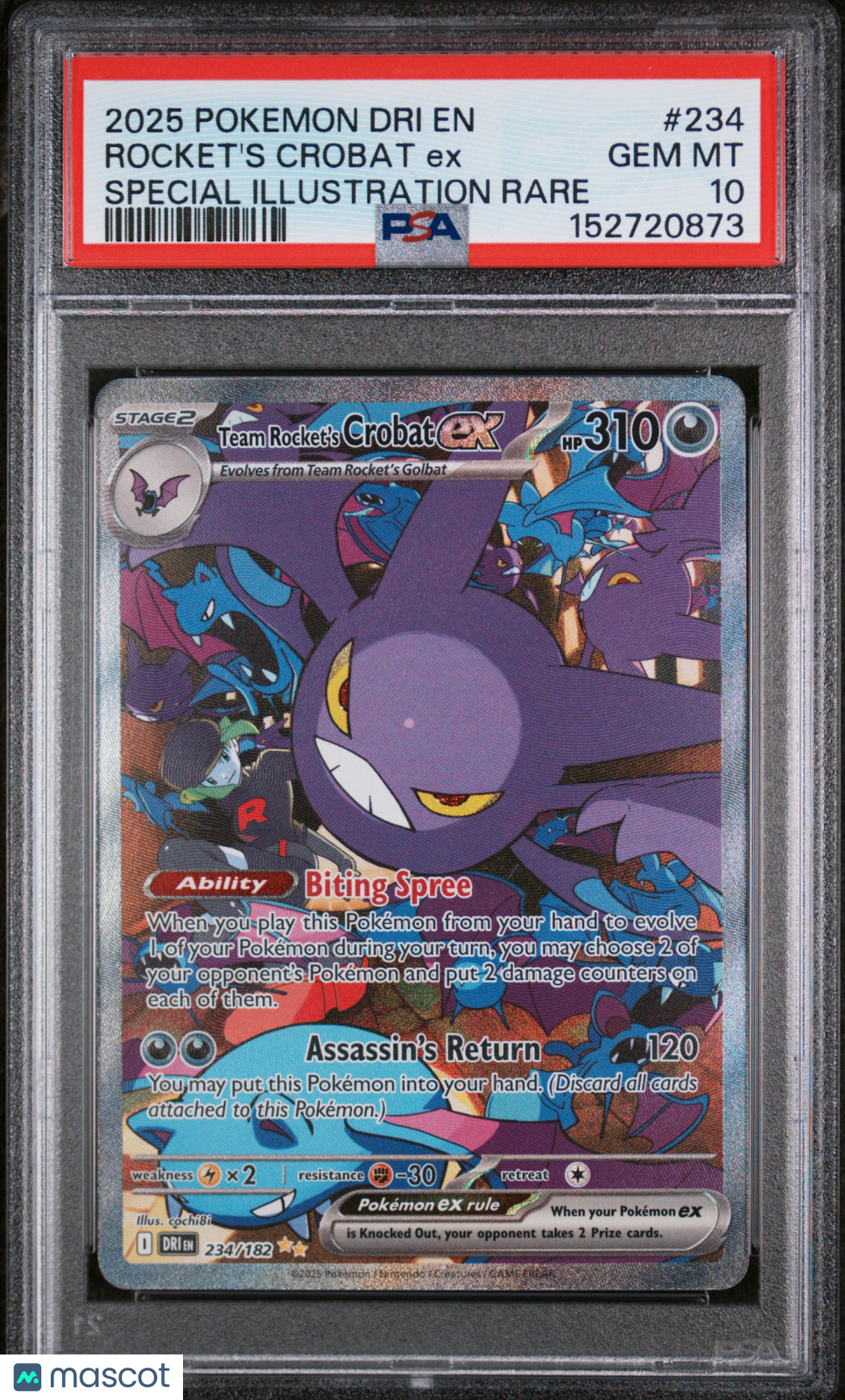 2025 Pokemon Destined Rivals Rocket’s Crobat EX Special Illustration Rare PSA 10 - Graded TCG/CCG