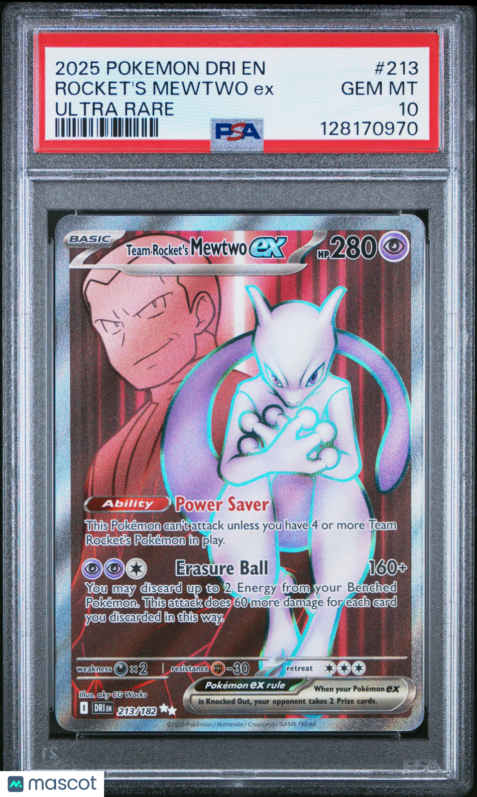 2025 Pokemon Destined Rivals Rocket’s Mewtwo EX #213 Ultra Rare PSA 10 GEM MINT - Graded TCG/CCG