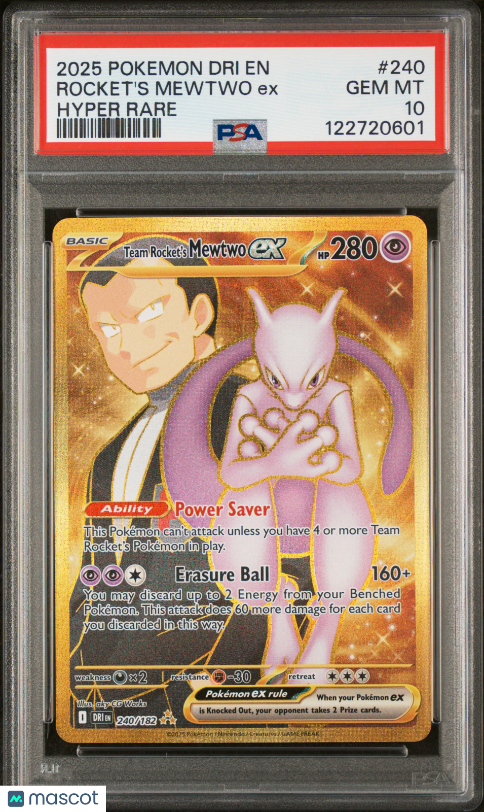 2025 Pokemon Destined Rivals Rocket’s Mewtwo EX #240 Hyper Rare PSA 10 GEM MINT - Graded TCG/CCG