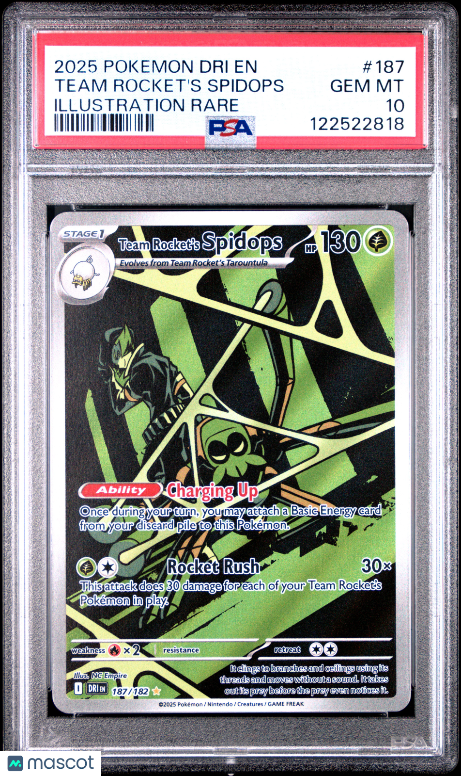 2025 Pokemon Destined Rivals Team Rocket’s Spidops #187 IR PSA 10 GEM MINT - Graded TCG/CCG