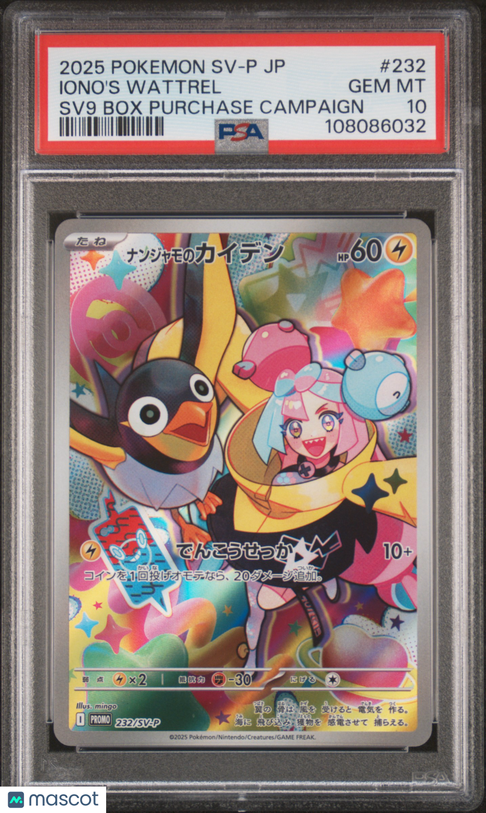 2025 Pokemon Japanese SV P Promo Iono’s Wattrel #232 PSA 10 Graded TCG/CCG