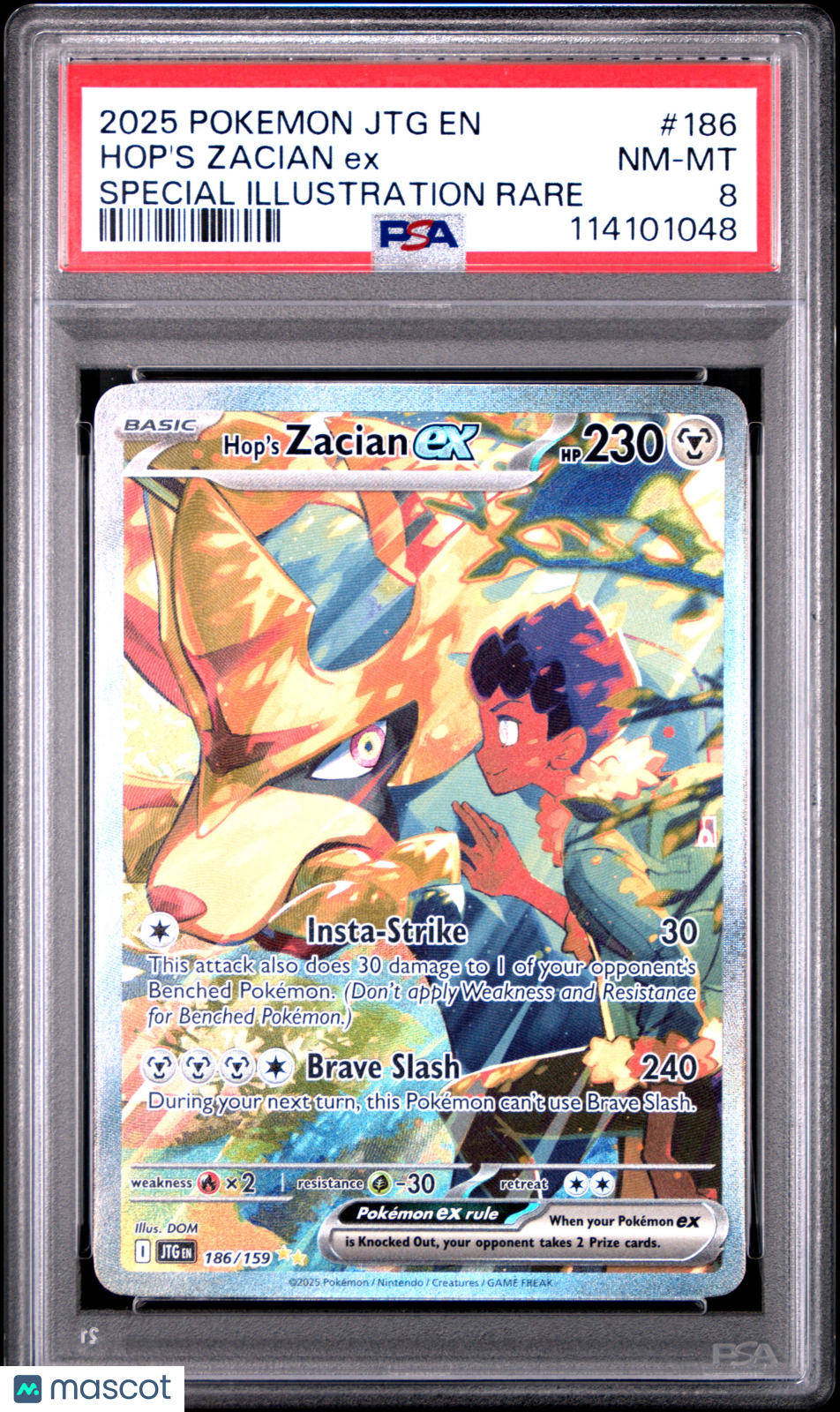 2025 Pokemon Journey Together Hop’s Zacian EX #186 PSA 8 - Graded TCG/CCG