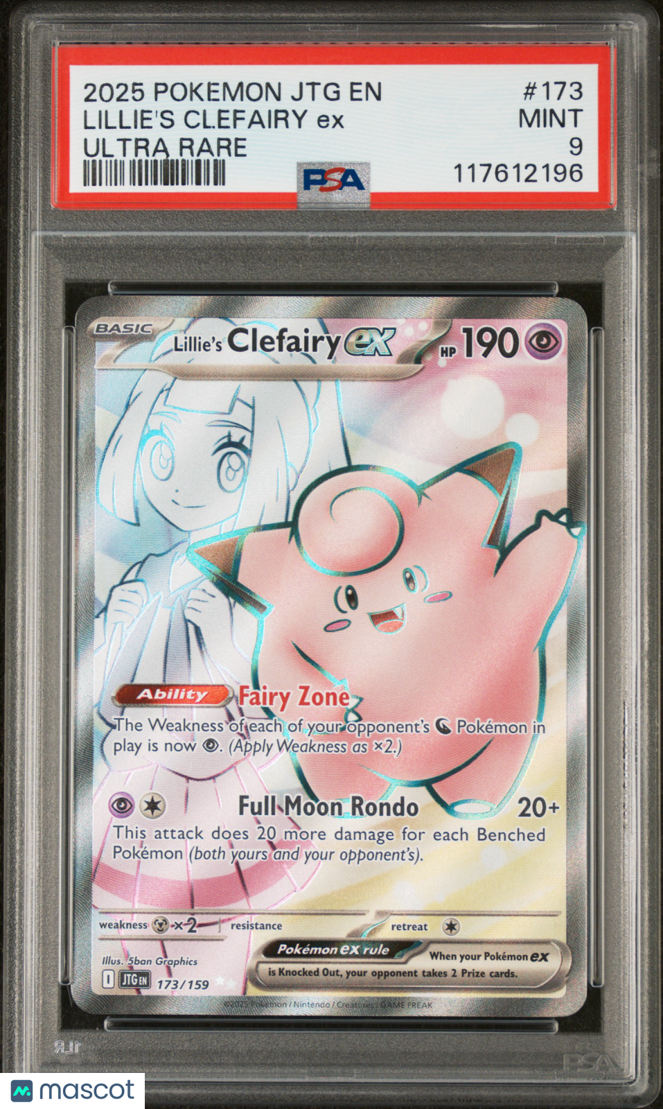2025 Pokemon Journey Together Lillie’s Clefairy EX #173 Ultra Rare PSA 9 MINT - Graded TCG/CCG