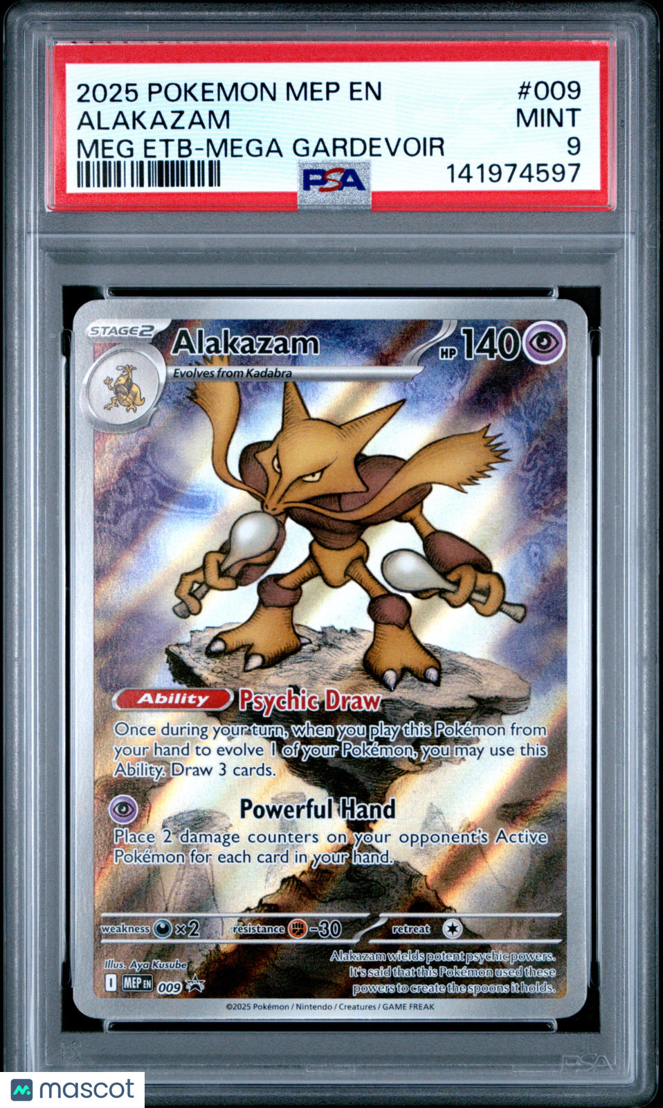 2025 Pokemon ME Black Star Promo Alakazam #009 Mega Gardevoir ETB PSA 9 MINT - Graded TCG/CCG