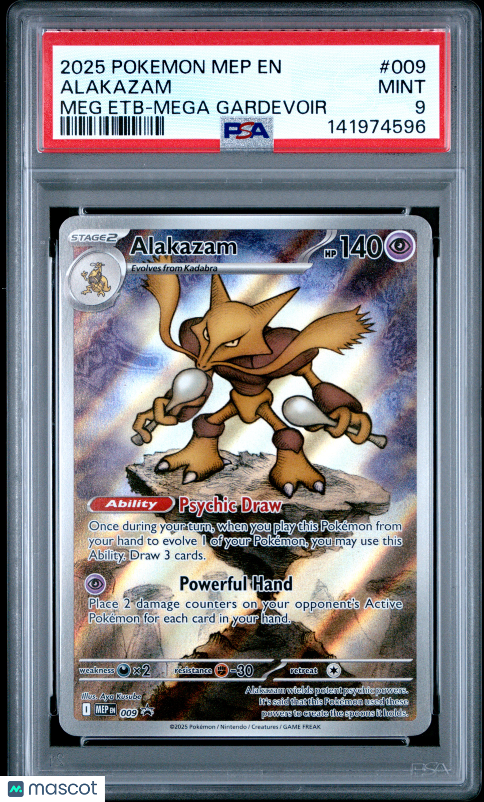 2025 Pokemon ME Black Star Promo Alakazam #009 Mega Gardevoir ETB PSA 9 MINT - Graded TCG/CCG