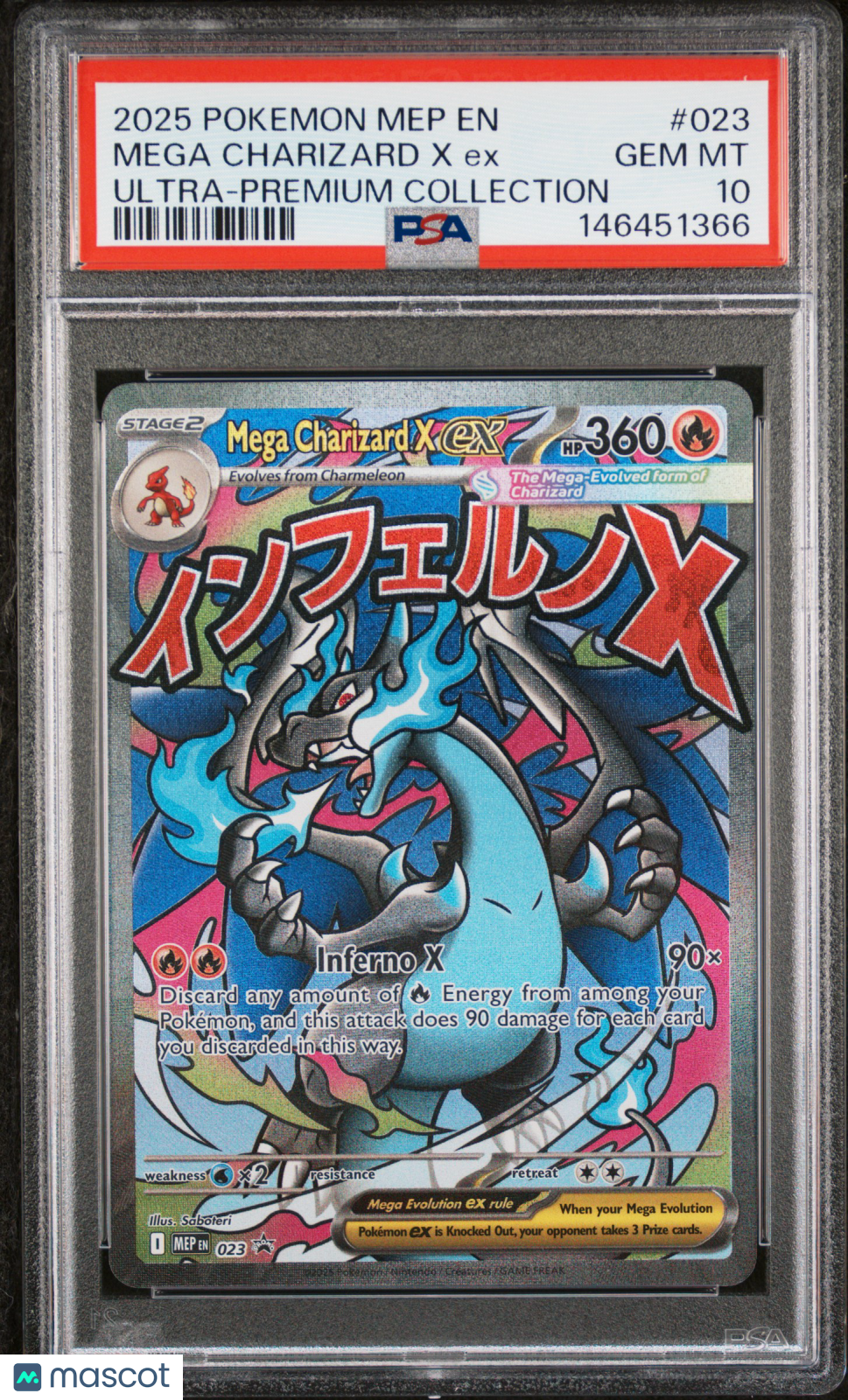 2025 Pokemon ME Promo Mega Charizard X EX #023 Ultra-Premium Collection PSA 10 - Graded TCG/CCG