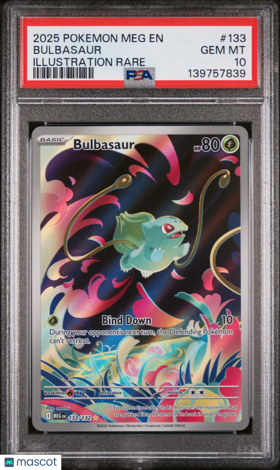 2025 Pokemon Meg EN-Mega Evolution Bulbasaur #133 Illustration Rare PSA 10 - Graded TCG/CCG