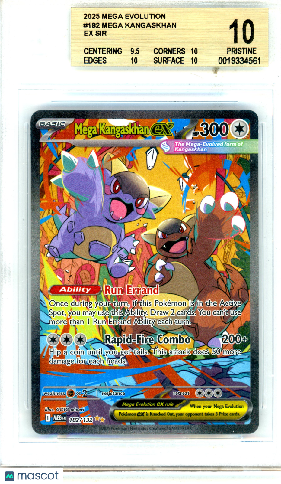 2025 Pokemon Mega Evolution Mega Kangaskhan ex #182 SIR BGS 10 PRISTINE - Graded TCG/CCG
